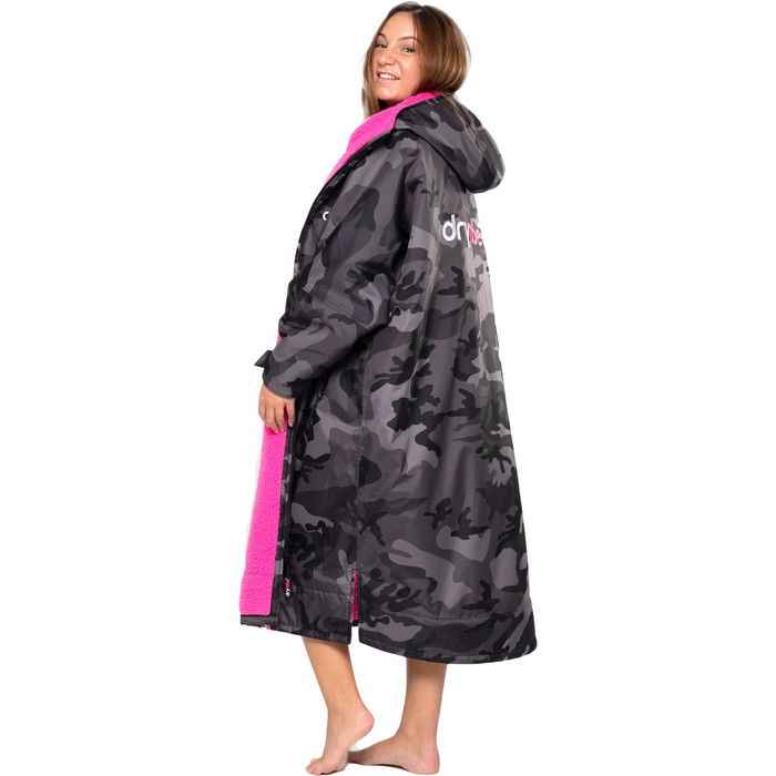 2024 Dryrobe Advance Langarmshirt Change Robe V3 DR104 - Black Camo / Pink